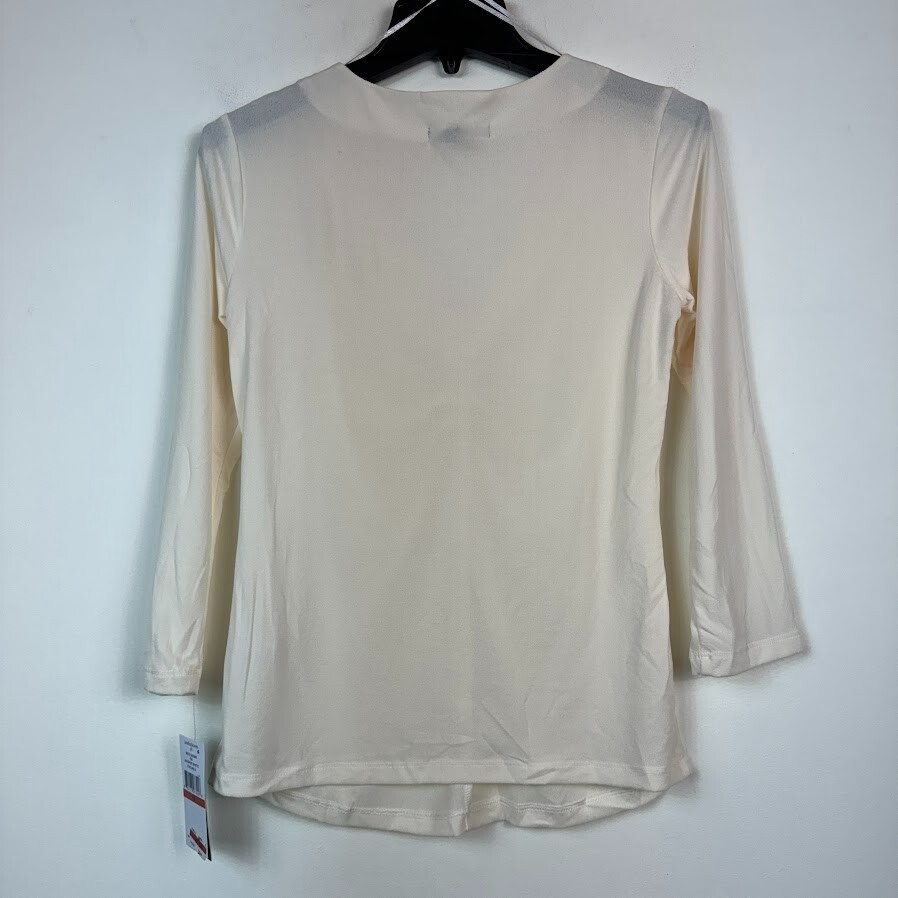 JPR Studio Womens M Whisper White Ruched V Neck Long Sleeve Top NWT P60