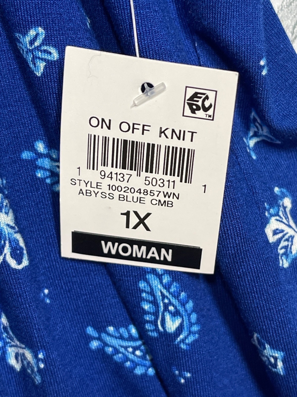 Style & Co Womens 1X Floral Off-Shoulder Knit Top Abyss Blue