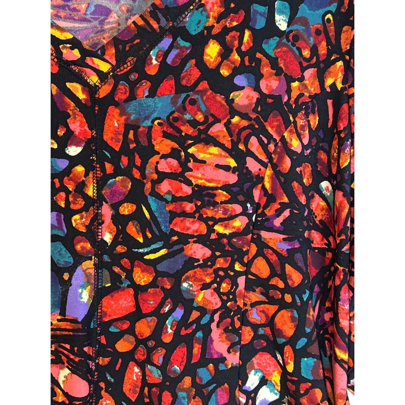 Attitudes by Renee Como Jersey Multicolor Abstract Stained Glass Tunic Top 1X