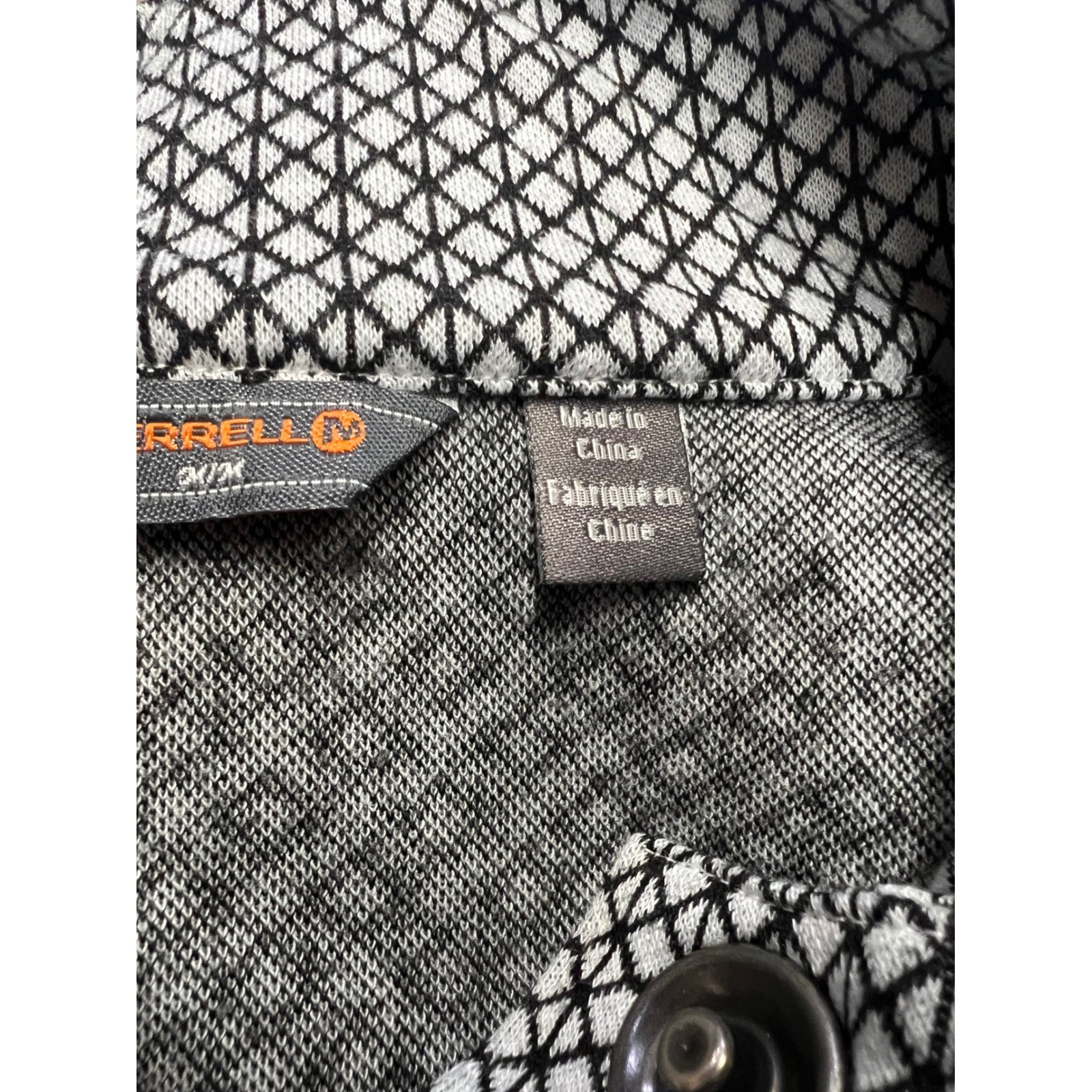 Merrell Womens Black White Geometric Knit High Low Funnel Neck Tunic Top Medium