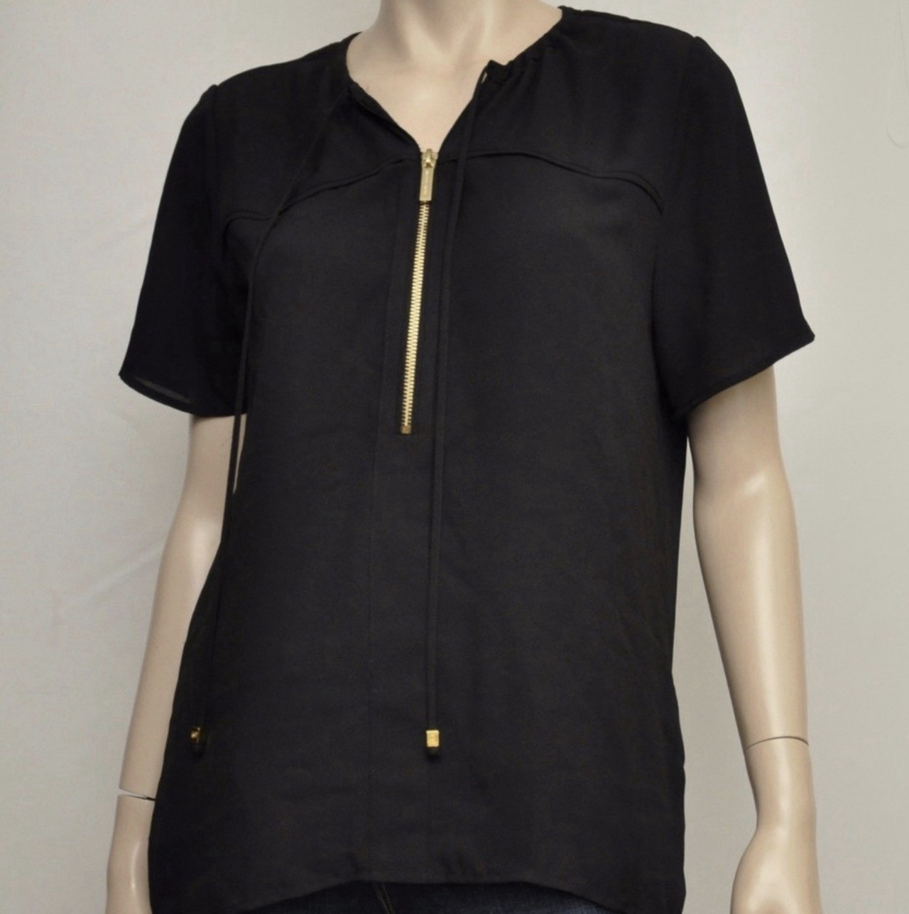 Michael Kors Womens Top Size 4 Sheer Zipper. Black