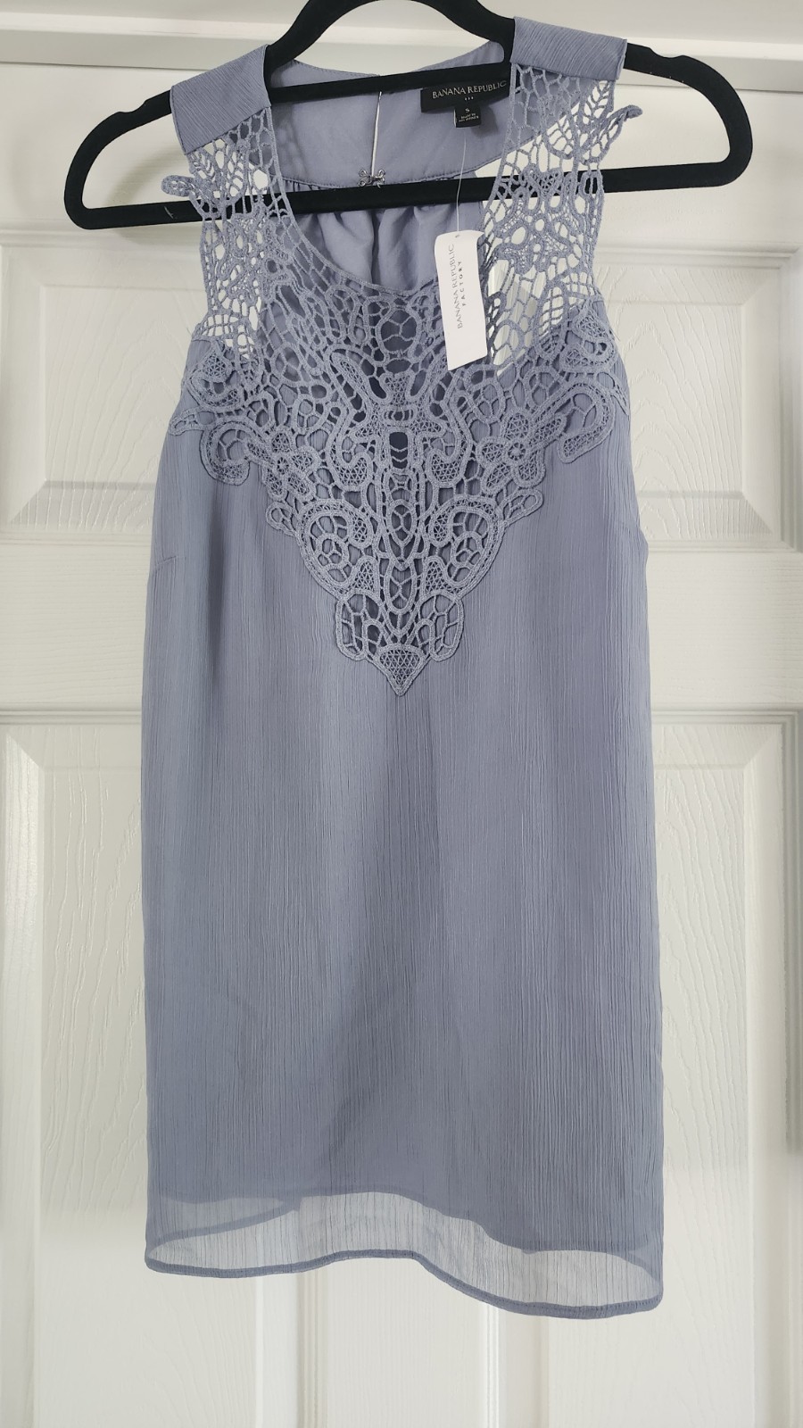 Banana Republic Women Blue Eyelet Lace Shift Top Dress Size S Small Wt25