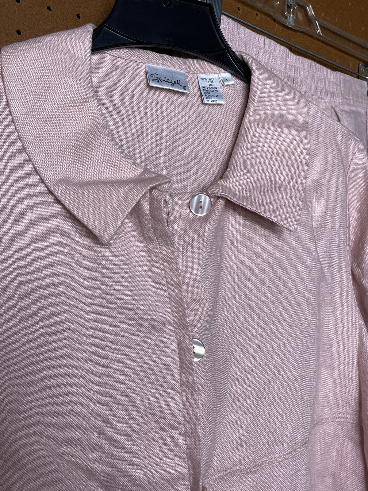 Spiegel Women’s Linen Light Pink Top Jacket & Pants Size 14 EUC Beautiful