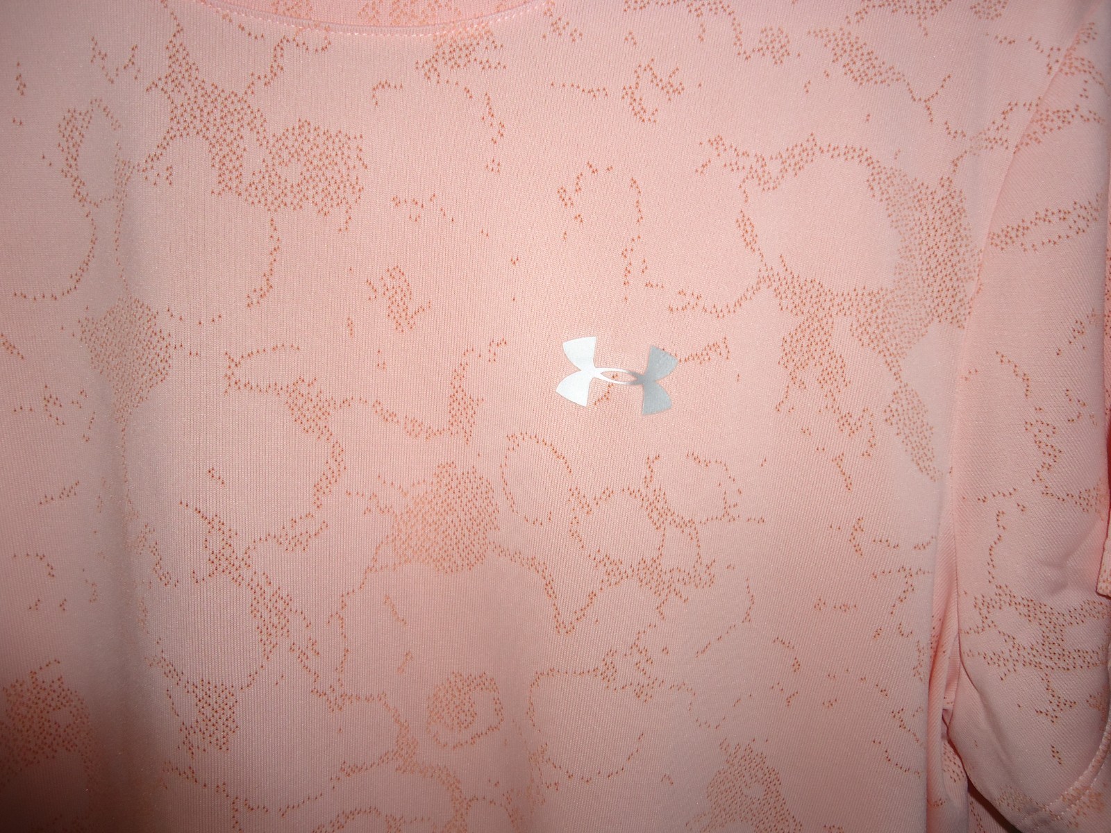 Under Armour HeatGear Loose Women’s Peach Pink Floral Print Short Sleeve Top XL
