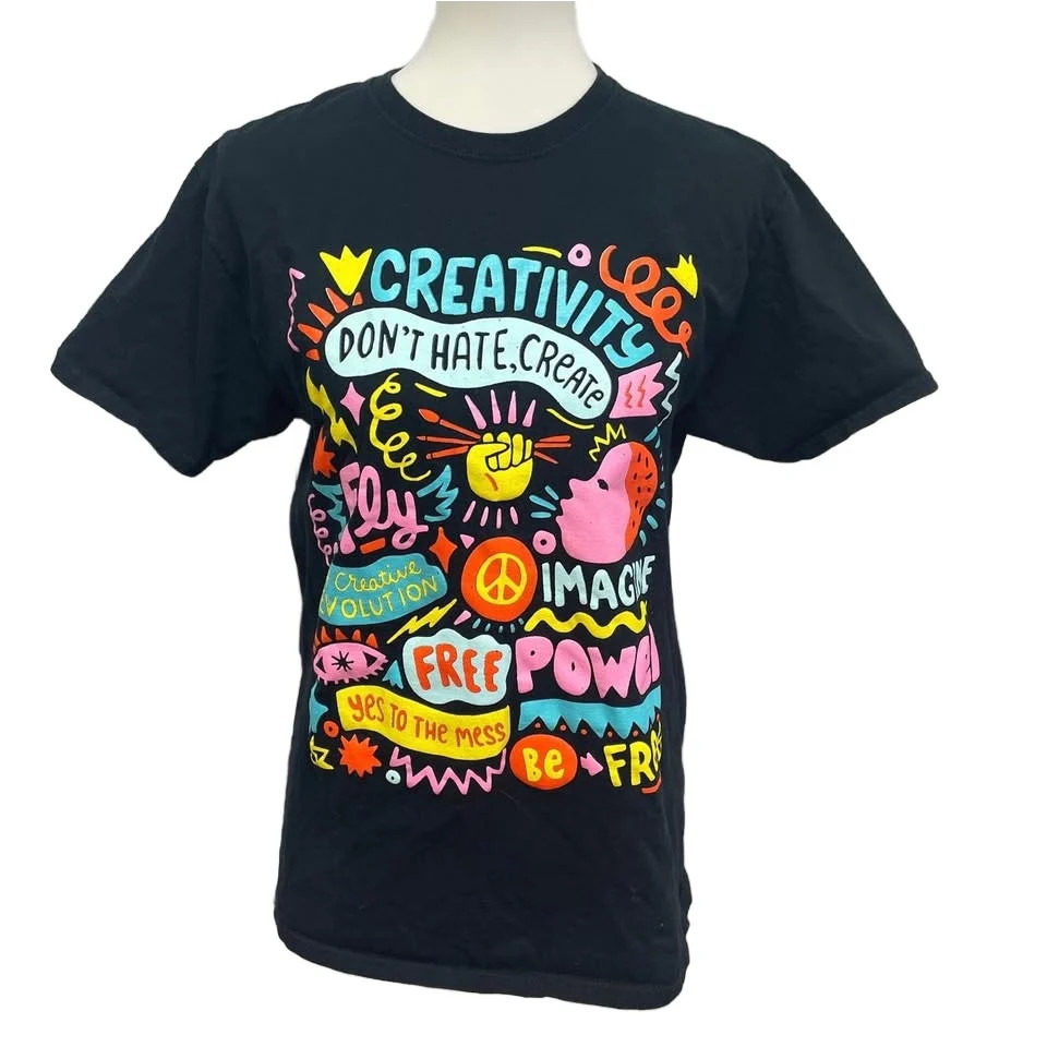 Don’t Hate Create Womens Medium Creative Revolution Short Sleeve Crew Neck Tee