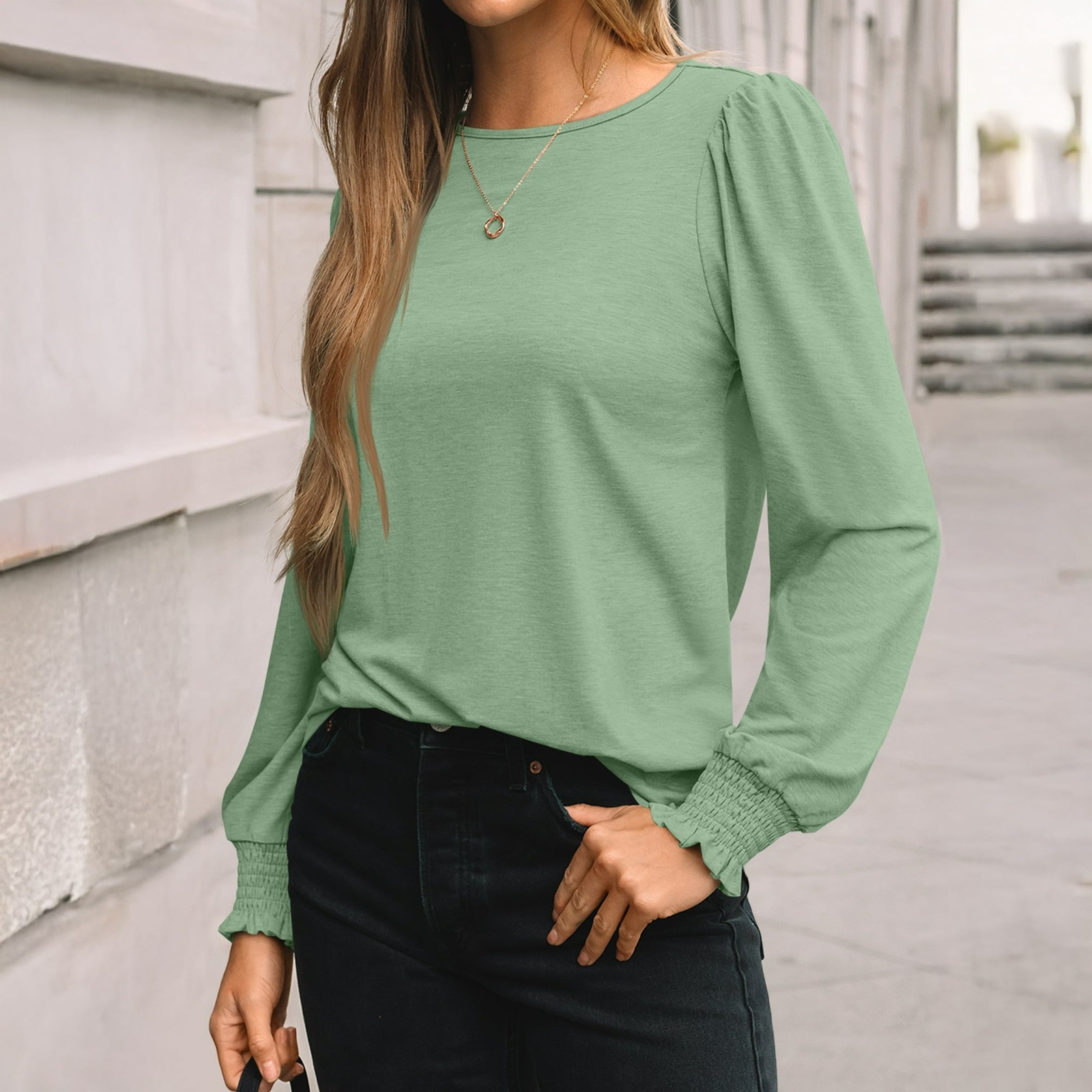 SUNBS LONG SLEEVE SHIRTS FOR WOMEN BUSINESS – SIZE: WOMEN XL – LIGHT GREEN