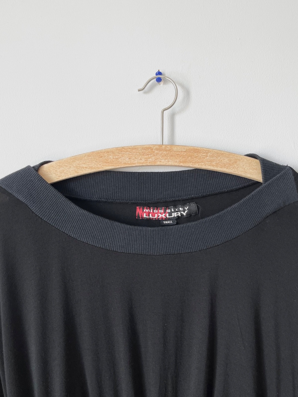 Rare Miss Sixty Luxury 00s Y2k Women’s Black Fitted Long Sleeve Top Shirt Size S