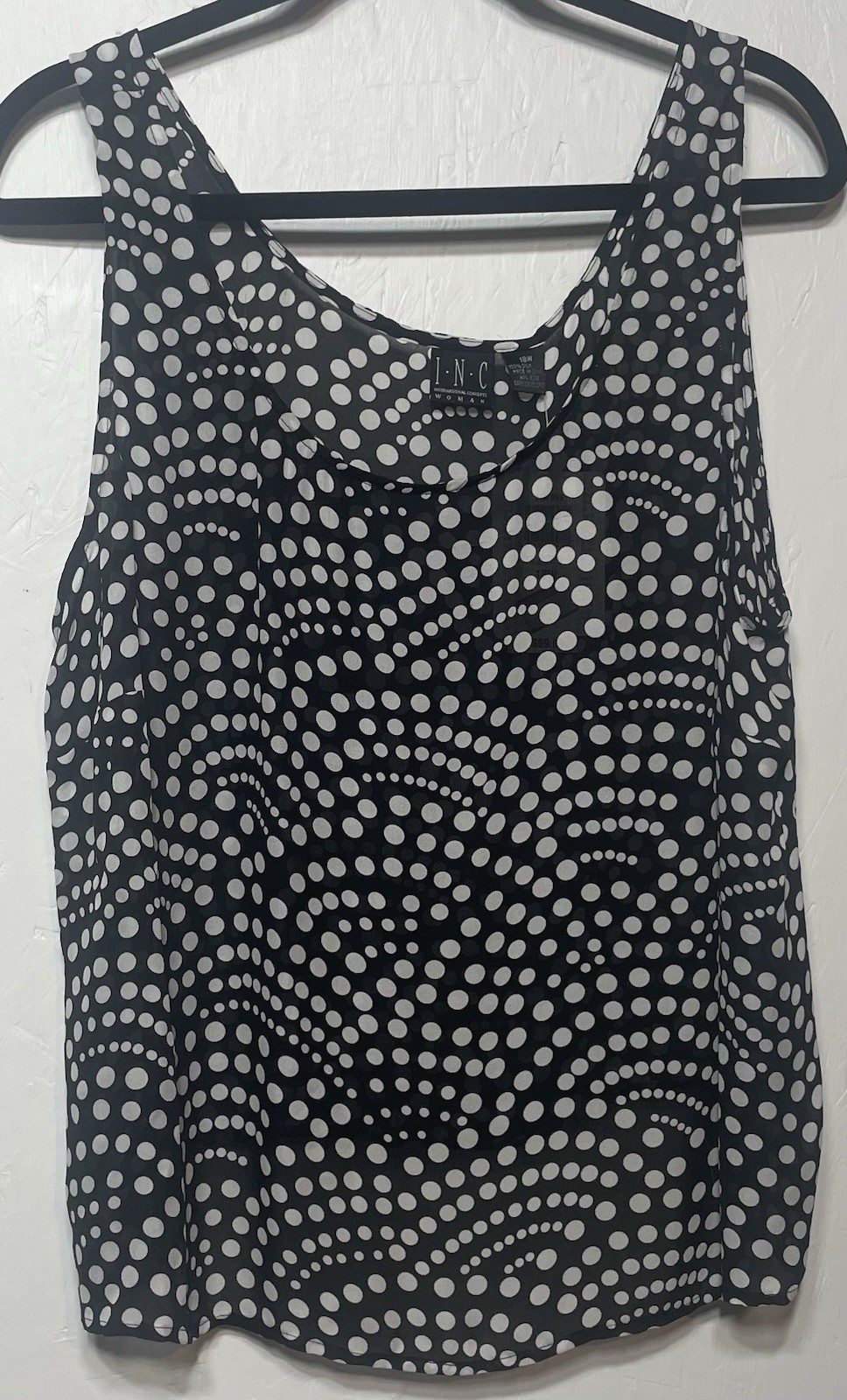 I.N.C. NWT 100% Silk Polka Dot Design Tank Women’s Size 18W