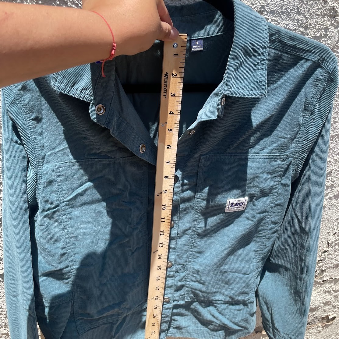 Lee Workwear Corduroy Chore Jacket Women’s Small Blue Green Cotton Overshirt