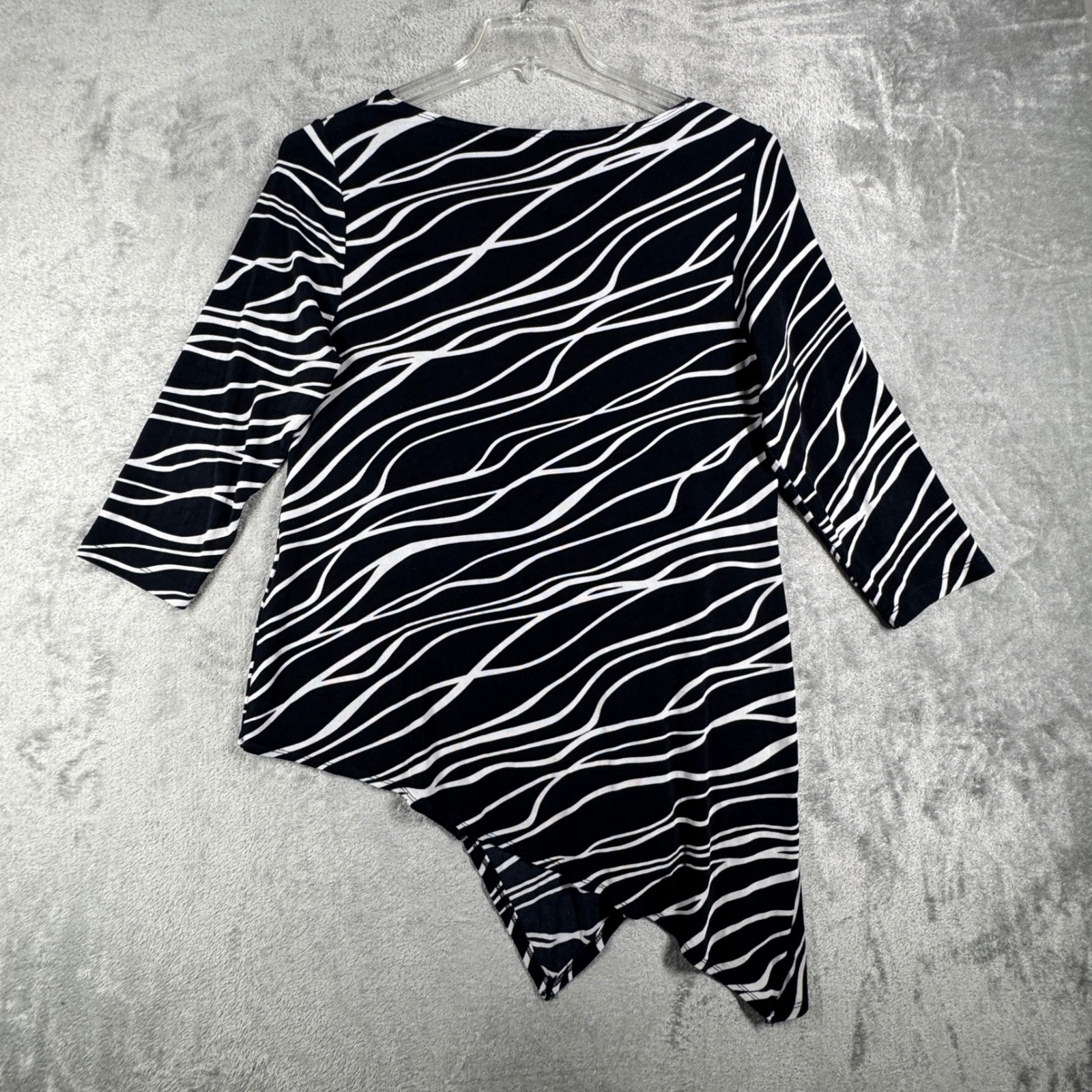 Chicos Tunic Women 8 Medium Travelers Zebra Animal Print Asymmetric Wrinkle Free