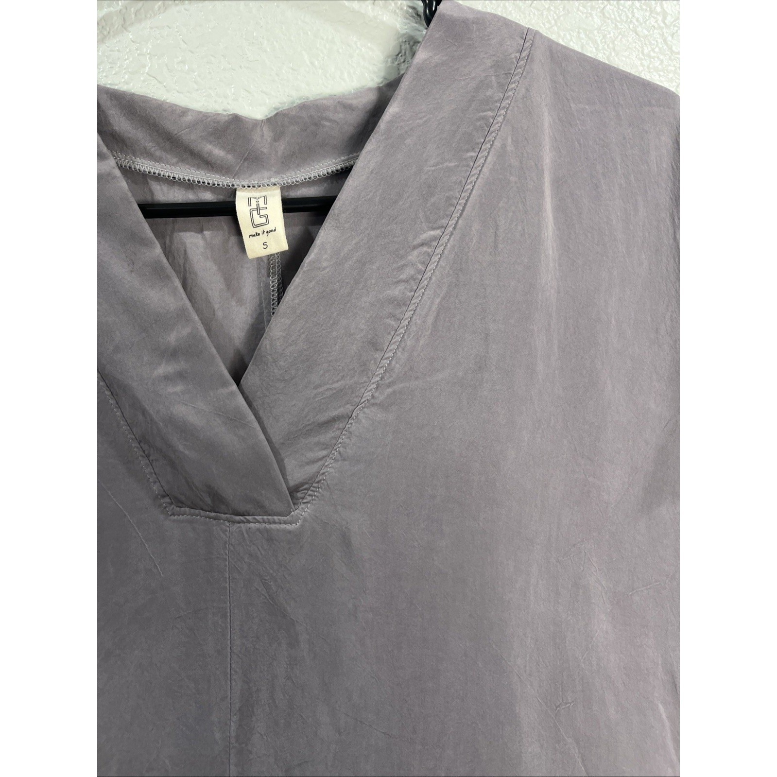 Make It Good Midi Dress Sz S Purple Silk Lagenlook Capsule Minimal Summer Beach