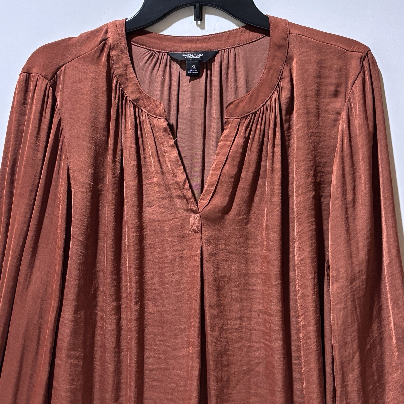 SIMPLY VERA Top Women Sz XL Copper Whimsy Grunge Elegant Popover Breezy Tunic