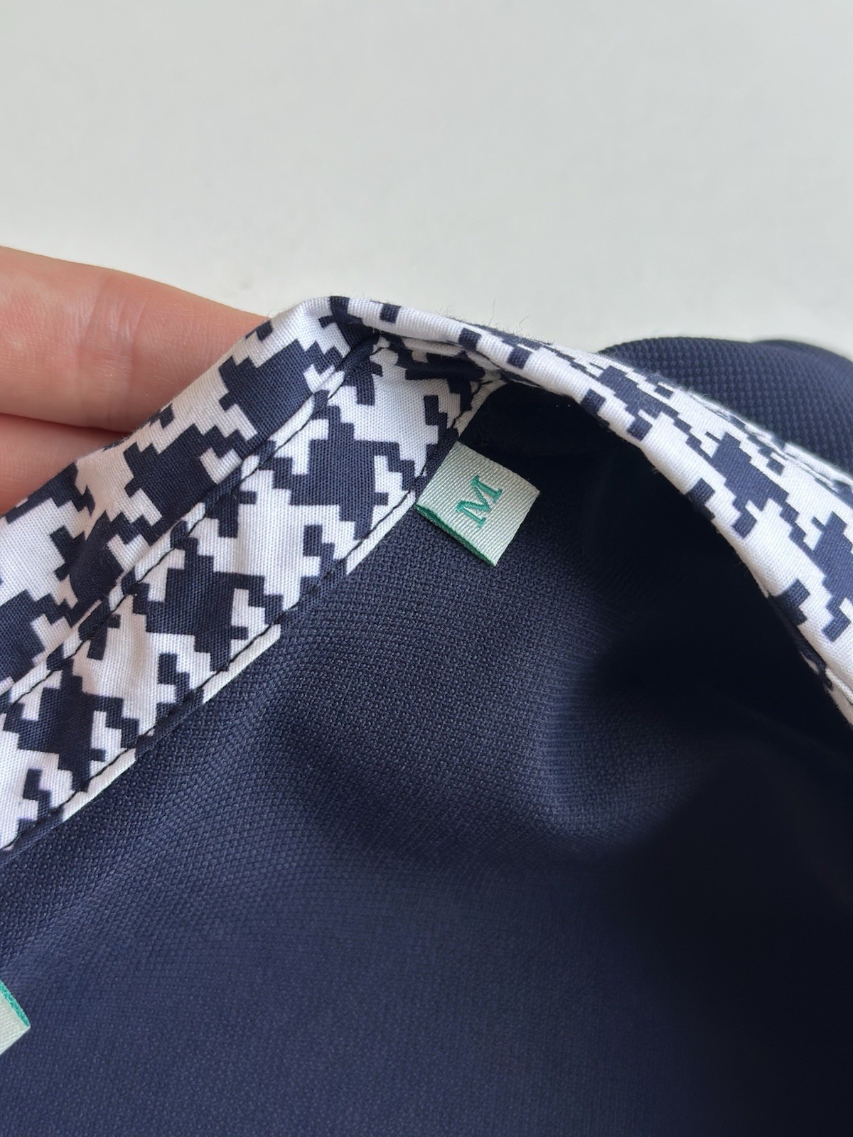 MARIE VALOIS Paris Women’s Navy Blue Sleeveless Polo Shirt Size M Houndstooth
