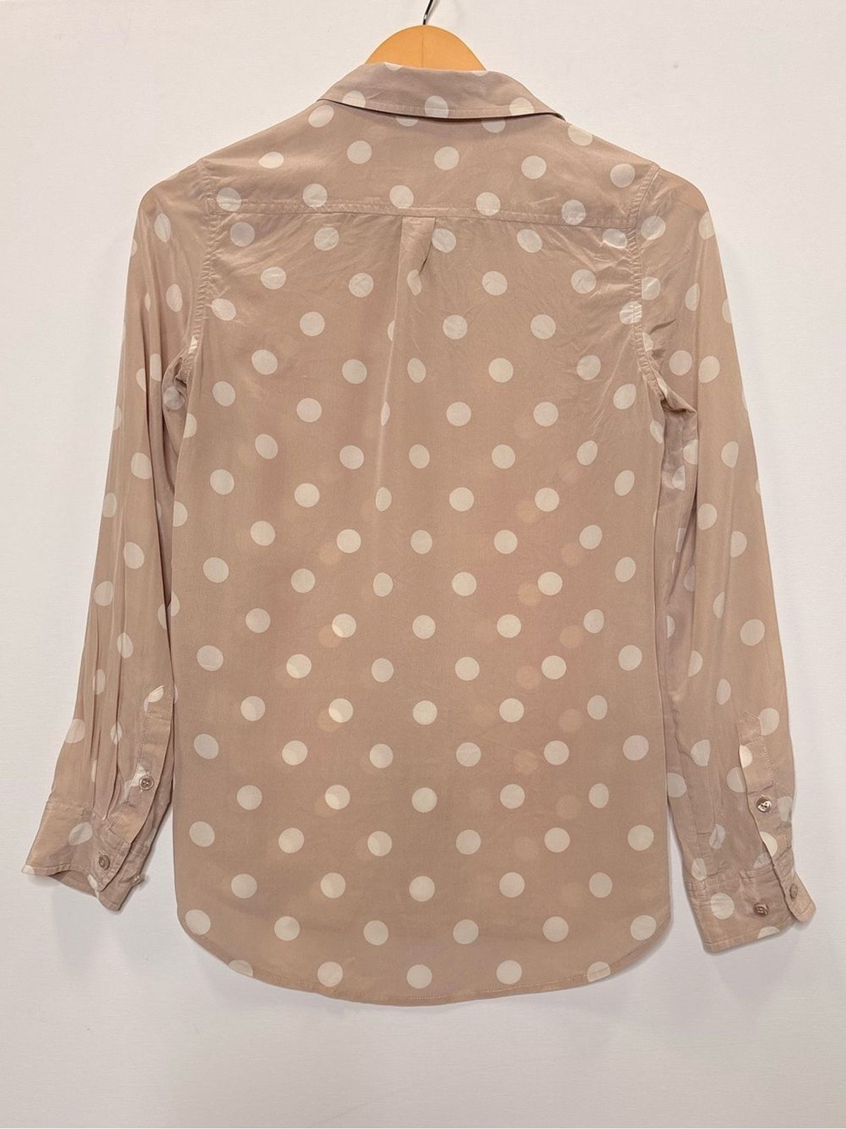 Pure Collection 100% Silk Polka Dot Long Sleeve Button Down Shirt Size 2 XS