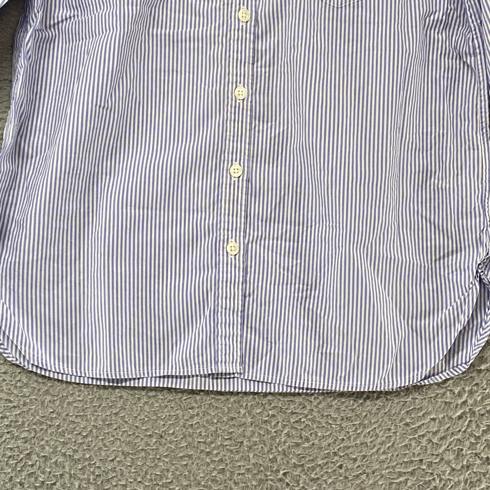 Uniqlo Shirt Womens Small Blue White Striped Button Front Office Corporate Work