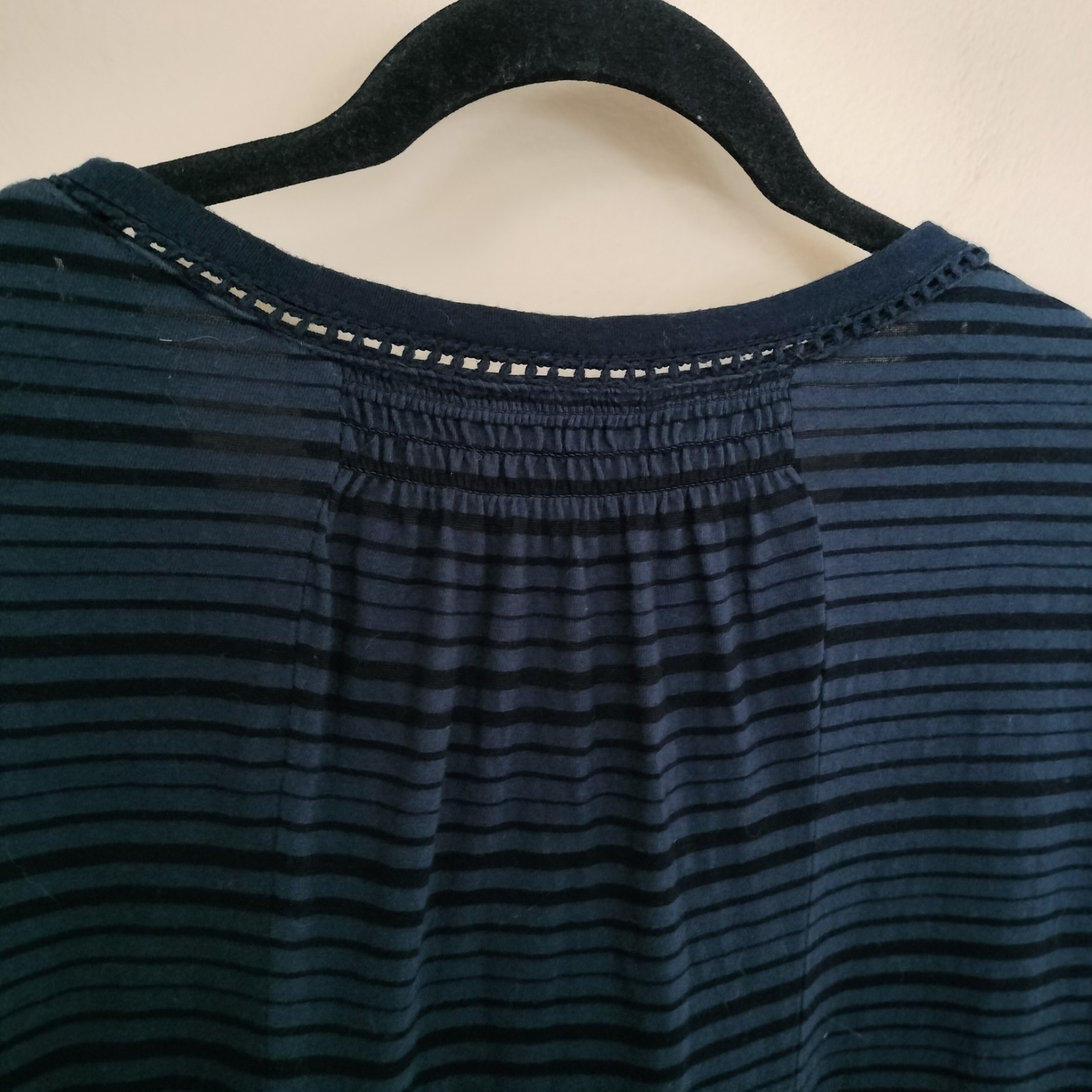 Lucky Brand 1X Cotton Blend Blue Stripe Embroidery Shirt Top Bohemian Western
