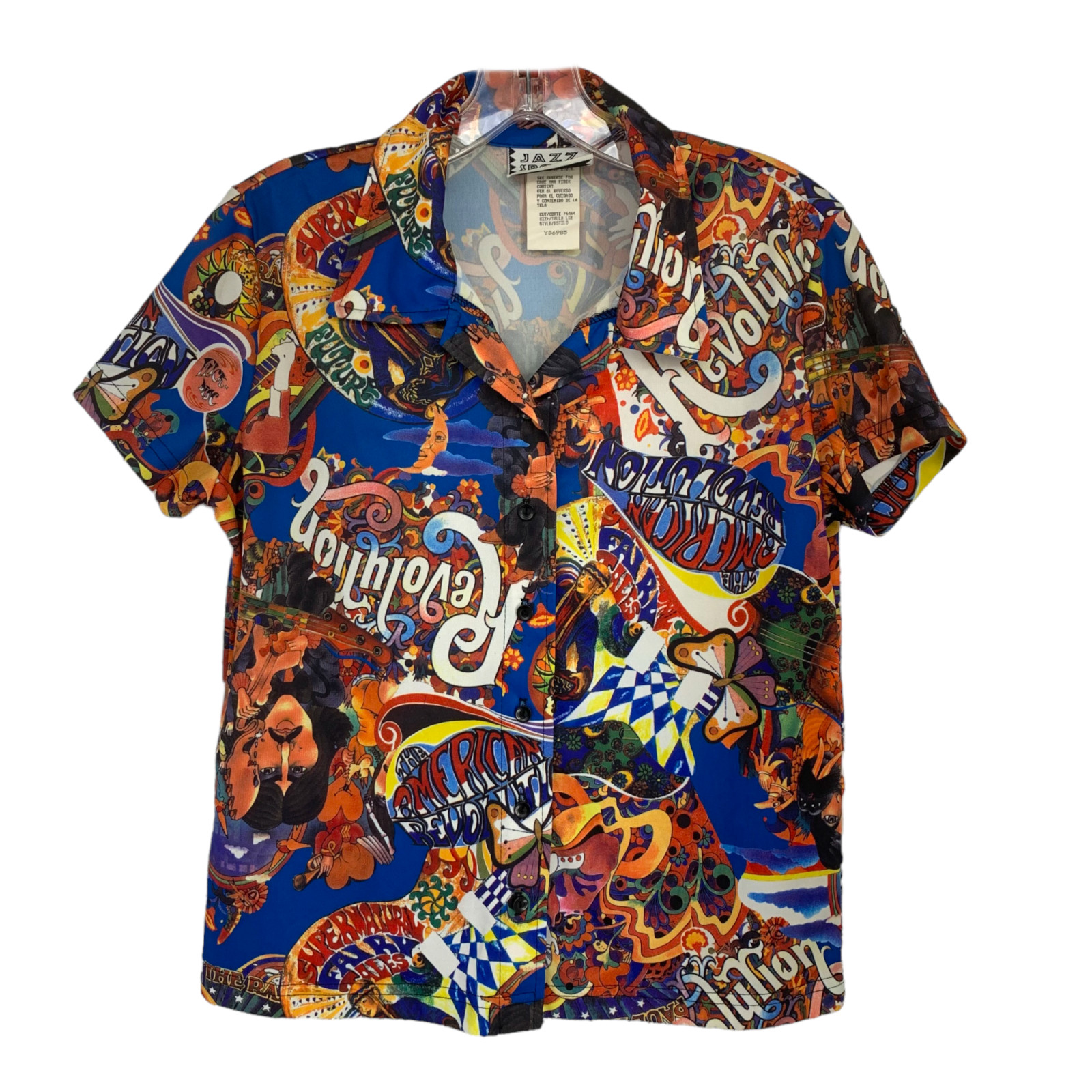True Vintage Jazz Sport Beatles Revolution Psychedelic Hippie Button Front Shirt
