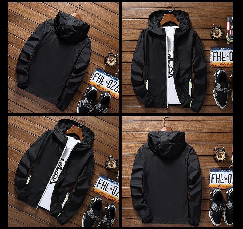 Men’s waterproof raincoat hooded breathable lightweight windbreaker jacket-