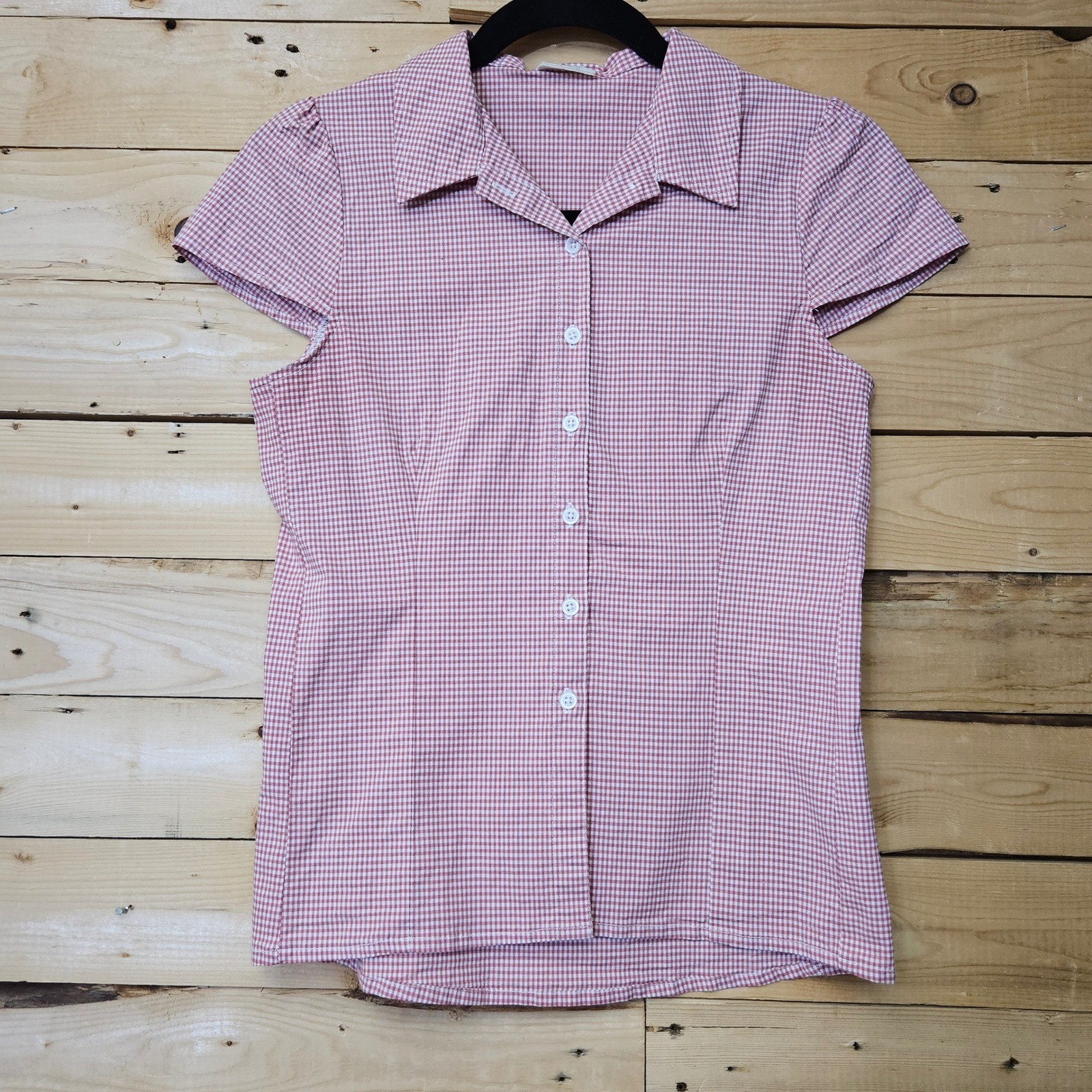 John Galt Brandy Melville Rue Top Red Gingham Short Sleeve Button Down Shirt