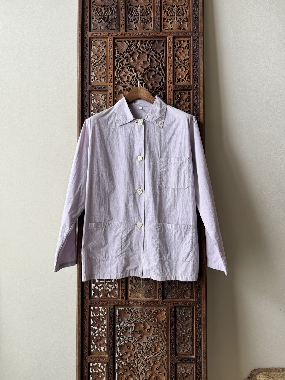 Domi Los Angeles Lilac Organic Cotton Boxy Overshirt Shirt Pajama Top Large