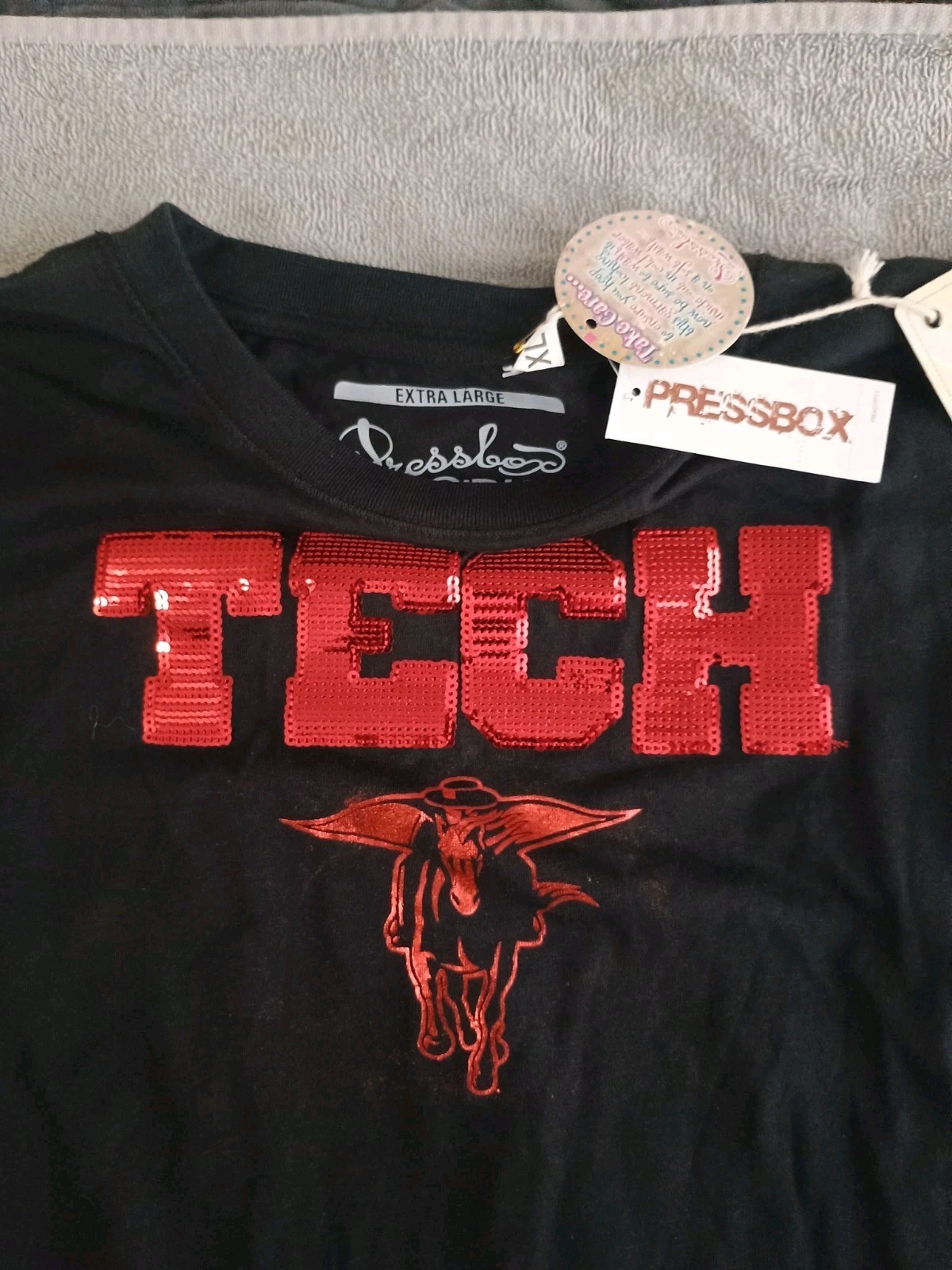 Pressbox Texas Tech T-Shirt Rhinestone Graphic Tee Short Sleeve Top NWT