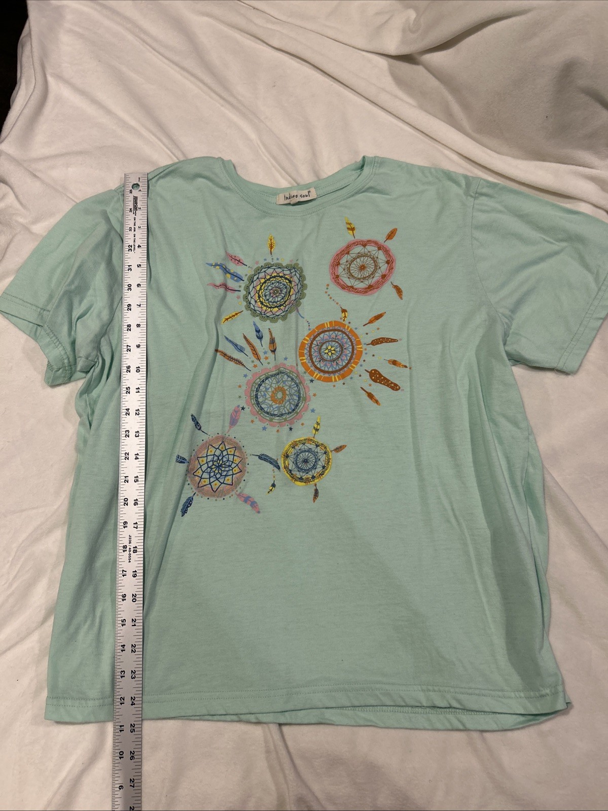 Indigo Soul Women Size 2XL Mint Green Dreamcatcher Graphic Tee Shirt Top
