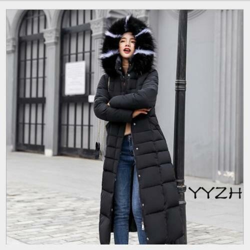 Women’s Winter Warm Hooded Down Jacket Long Casual Fur Collar Puffer Parka Coats