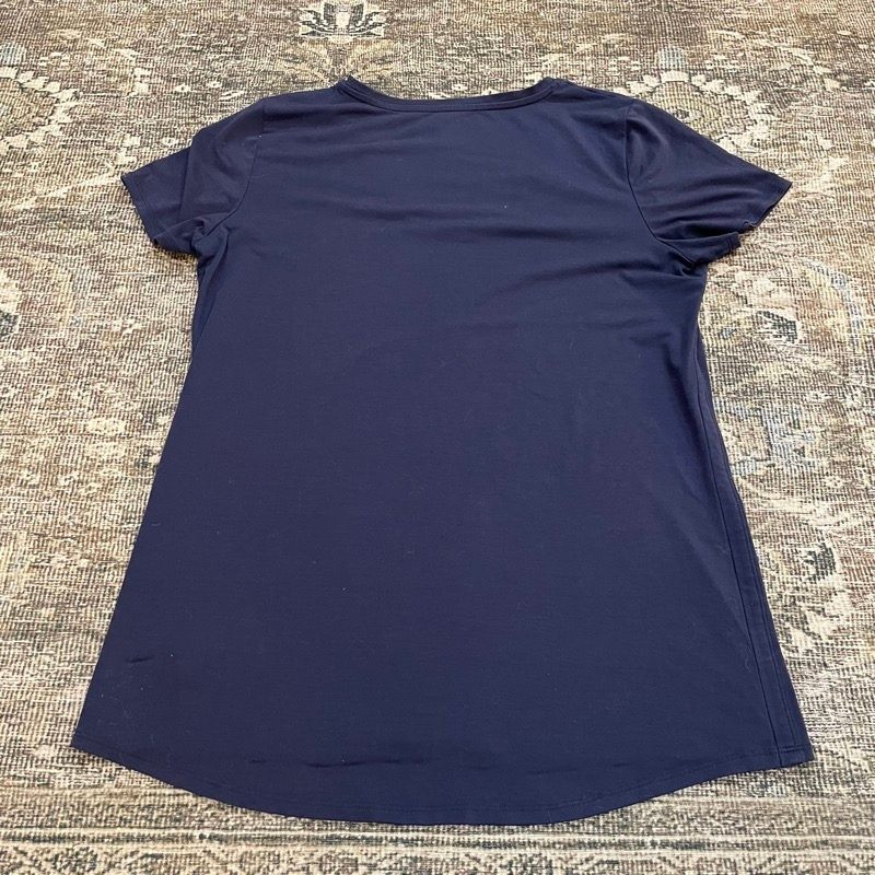 Athleta Womens LT Navy Blue Scoop Neck Short Sleeve Tee Top Tall Large