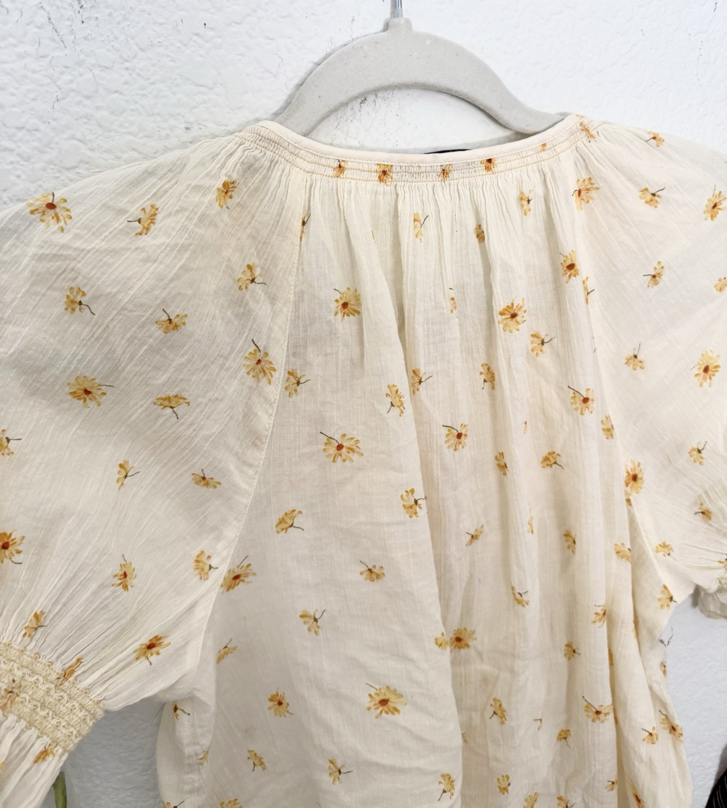 Madewell Smocked Ruffle Button Up Top French Daisies Peasant Prairie Cottagecore