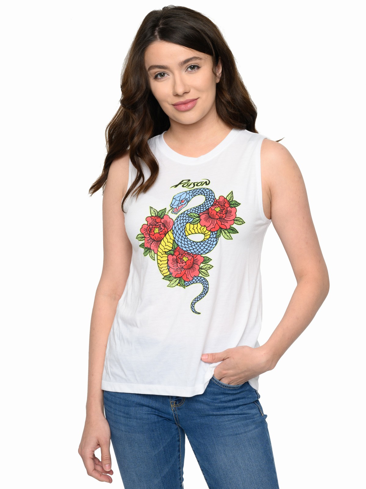 Women’s Poison Classic Rock T-Shirt Band Tee Music White Halloween Rock n’ Roll