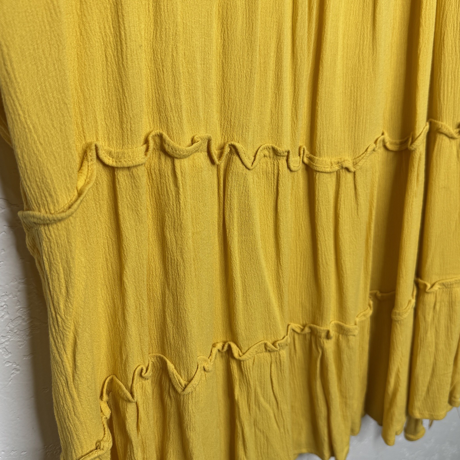 Hailey & Co Yellow Crochet Halter Top Women’s L Boho Tiered Sleeveless Blouse