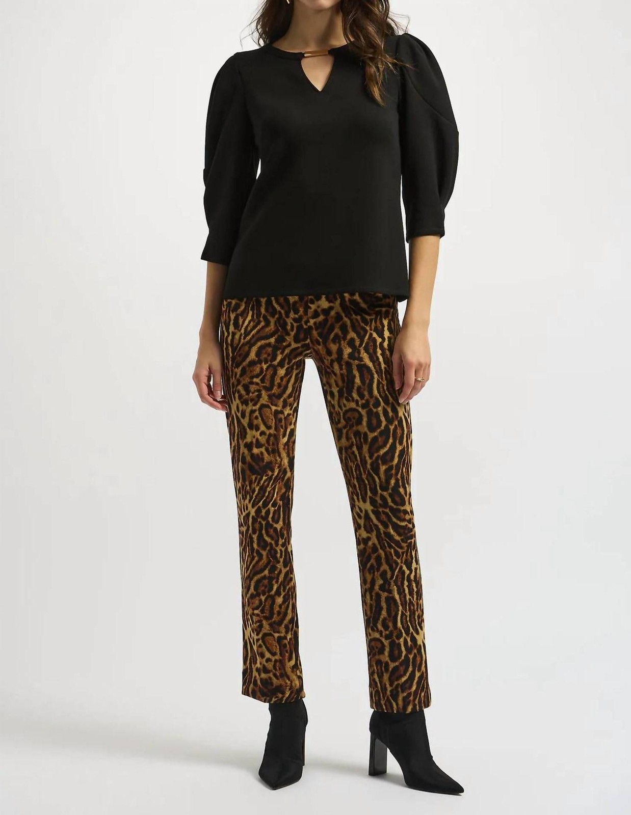 Joseph Ribkoff Keyhole Neckline 34 Puffed Sleeves Top Size 8 G1N