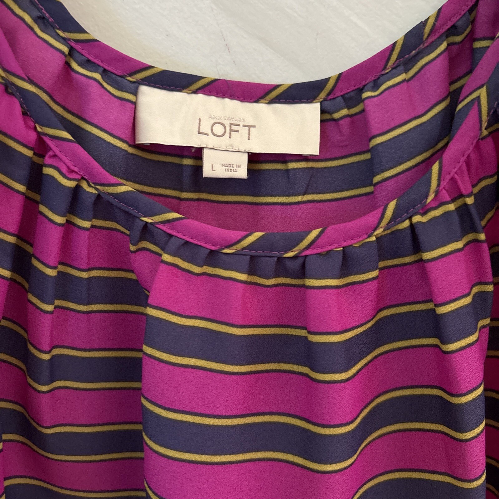 Ann Taylor Loft L Pink, Purple, Green Stripped Spaghetti Strap Blouse