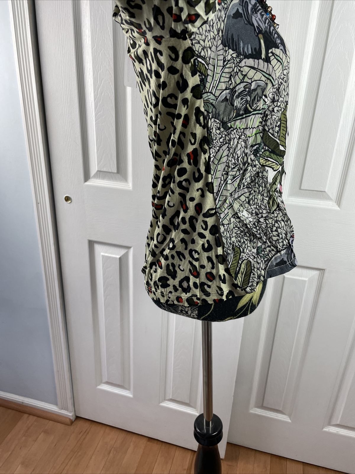 Anthropologie Bl-nk Sibley Mock Neck Top Sage Animals Sz Small