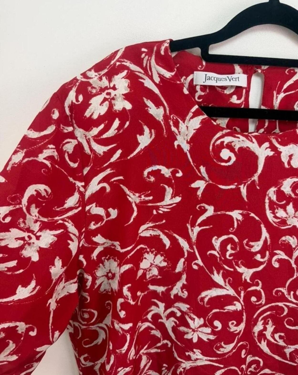 jacques vert womens red baroque floral print button blouse uk18 top tee camis