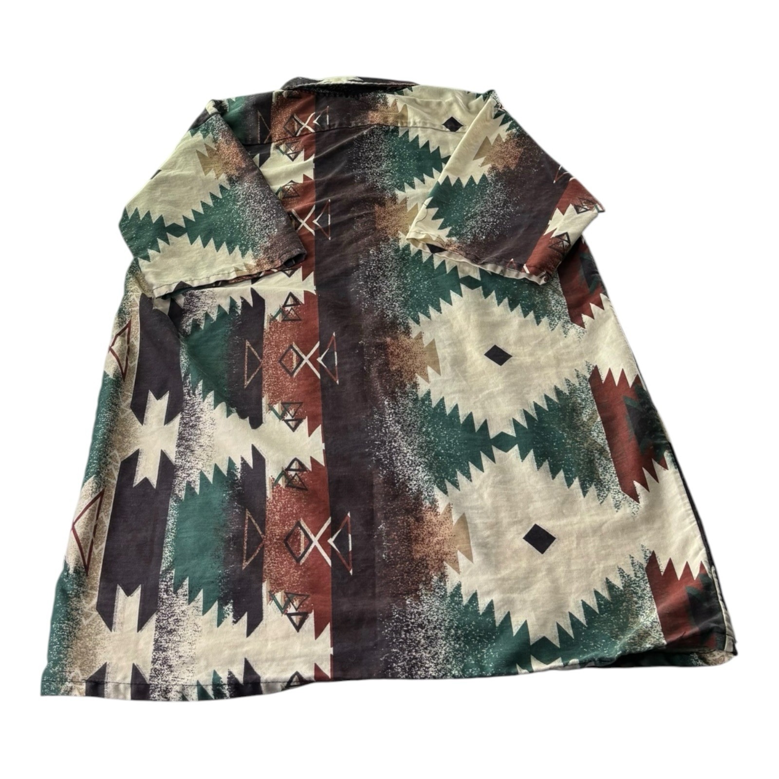 Women’s 1X Southwestern Geometric Button Front Shirt Made in USA