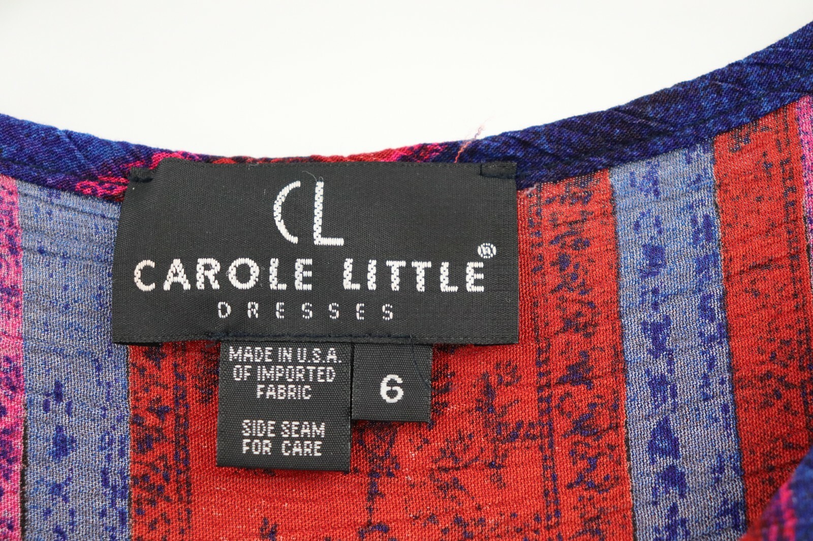 Vintage carole little women’s 6 rayon v neck top multicolor blouse embellished