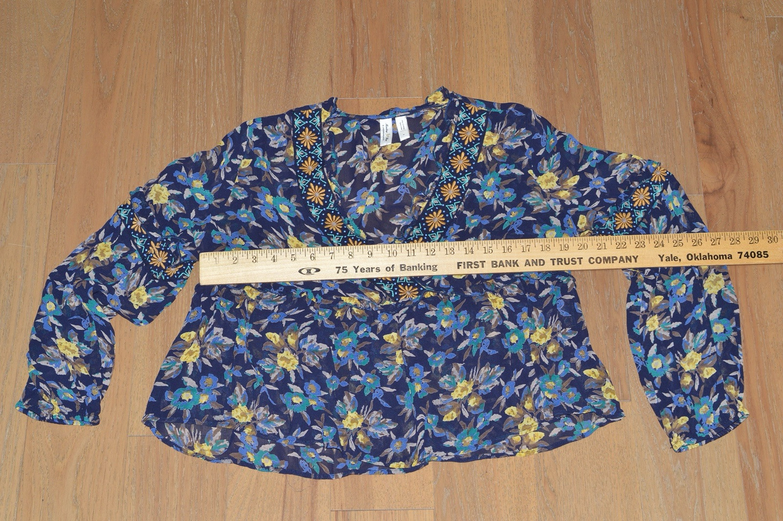 Anthropologie Meadow Rue Size Medium Strasser Floral Blouse Embroidered Boho