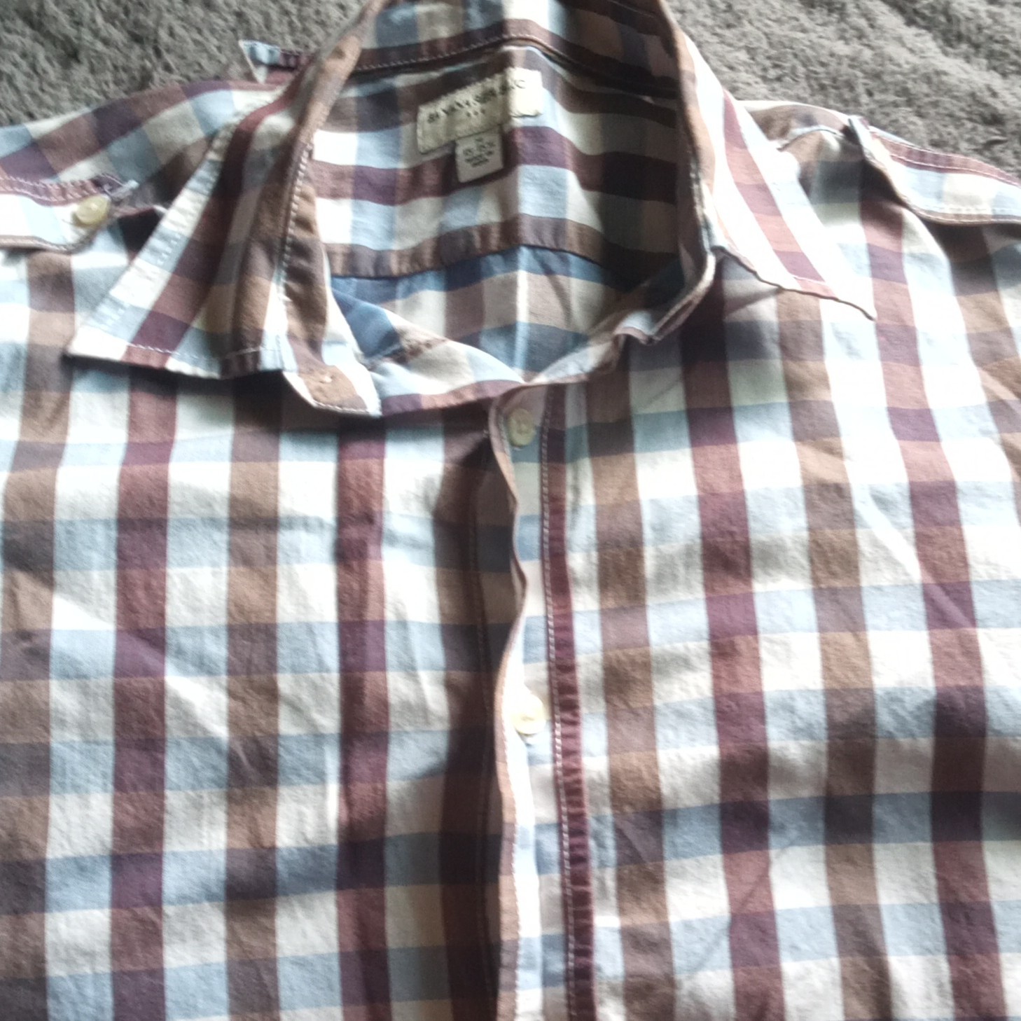 Banana Republic womens Plaid Long Sleeve Dress Shirt M 15-15.5 Point Collar