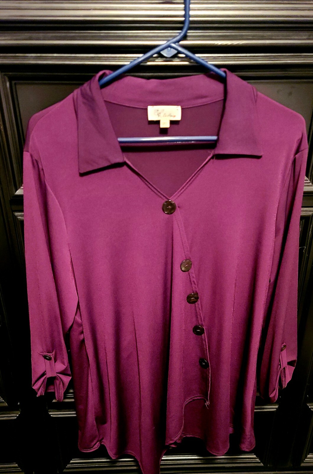 Le Rouge Women’s Long Sleeve Blouse Shirt Top Deep Purple Size XL