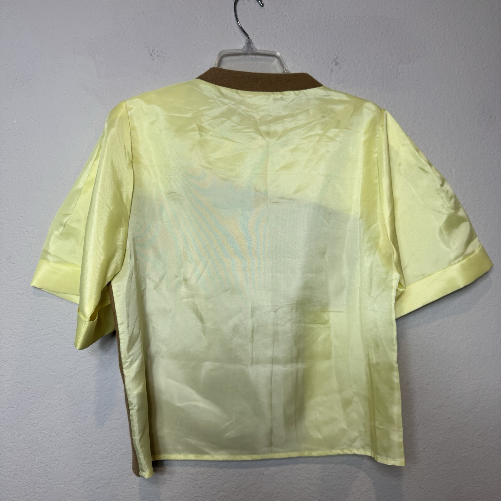 Limited Edition Making The Cut Wool Nylon Short Sleeve Top Yellow Brown Size M