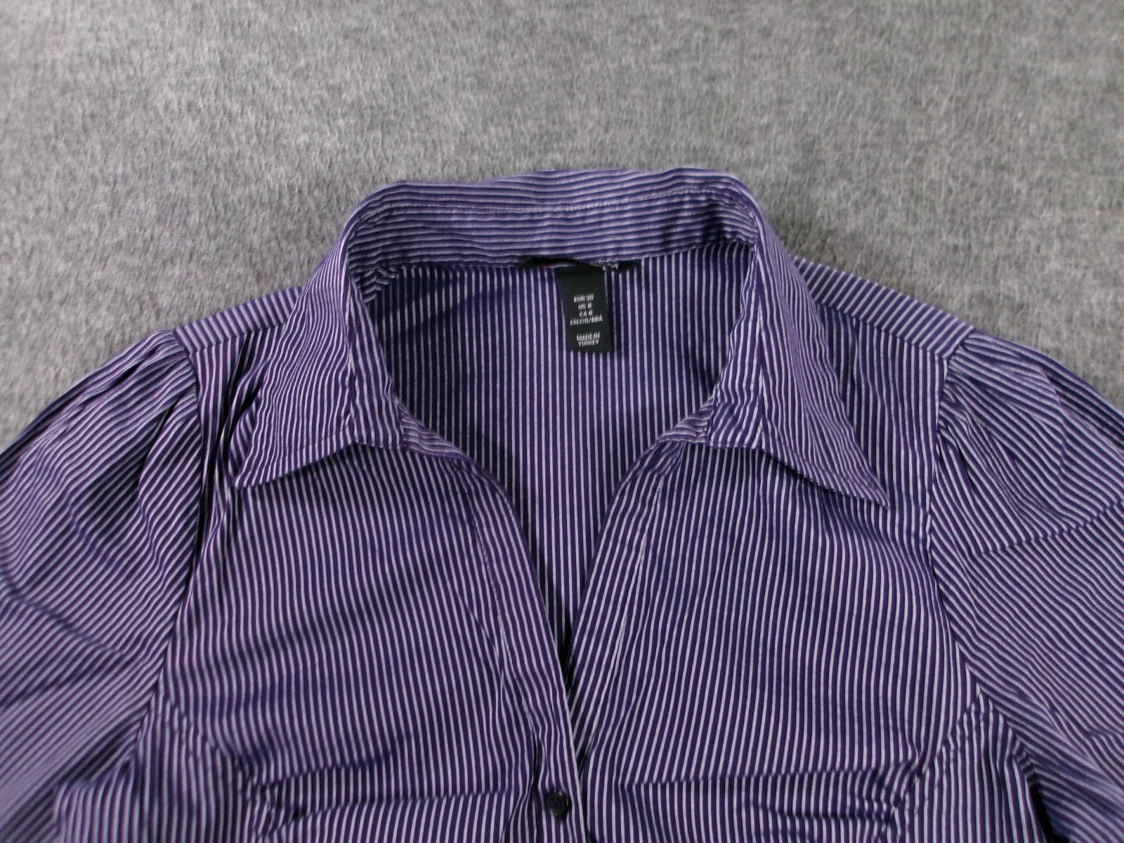 HM Top Woman 8 Purple Striped Base Layer Capsule Office Causal Preppy Day Basic