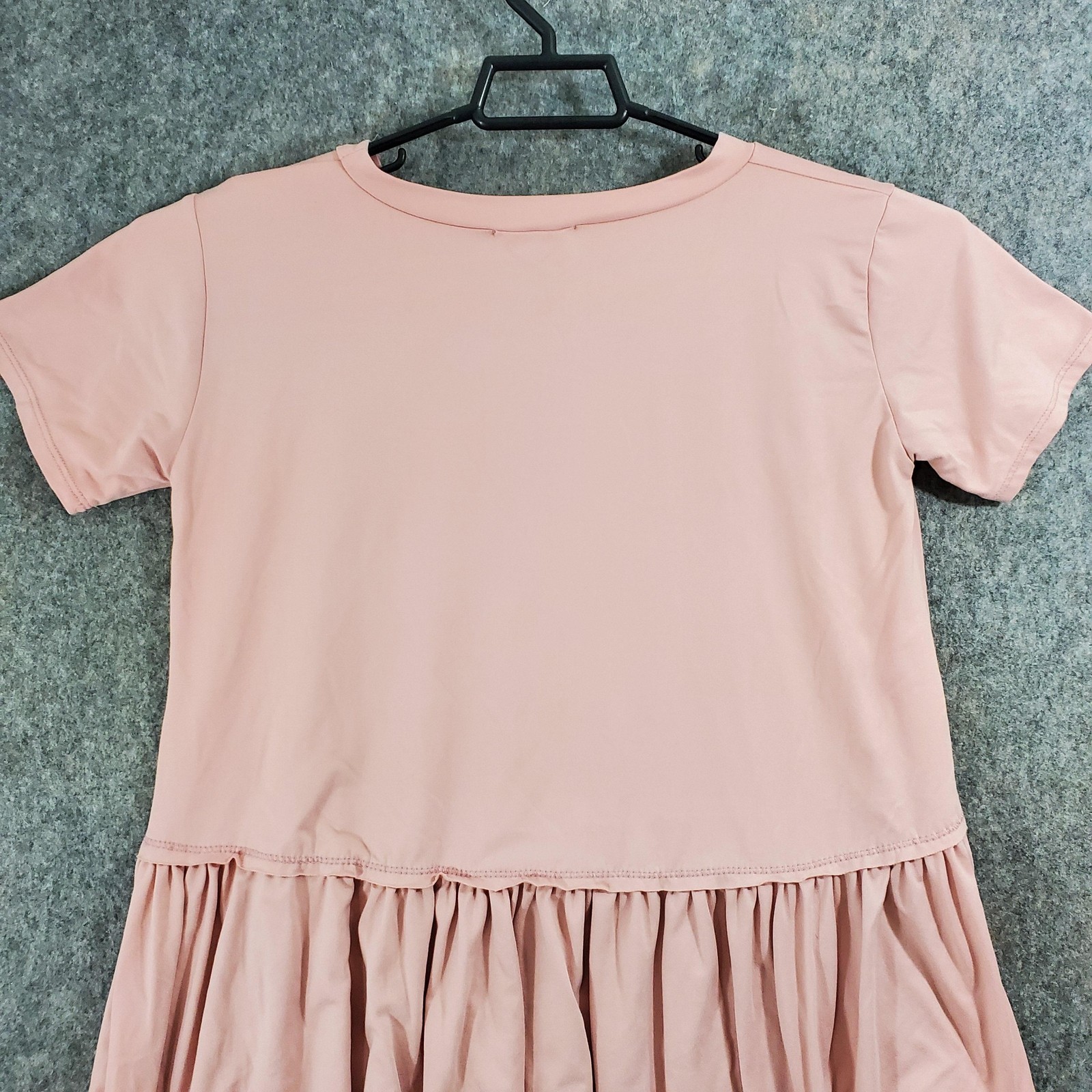 Entro Top Womens Large Pink Short Sleeve T-Shirt Drop Waist Ruffle Hem Swing