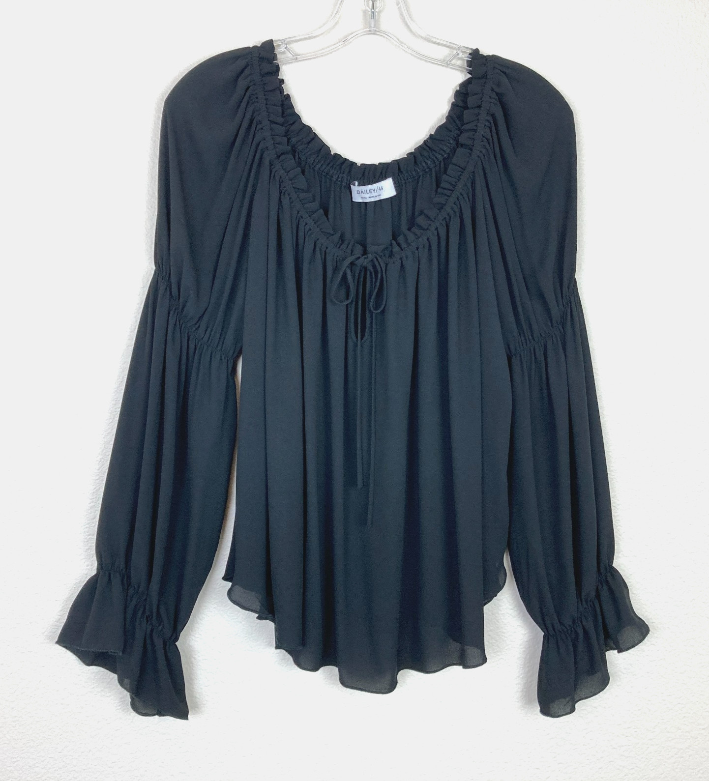 Bailey / 44 Off the Shoulder Blouse Size S Black Bell Sleeve Flowy Peasant Soft