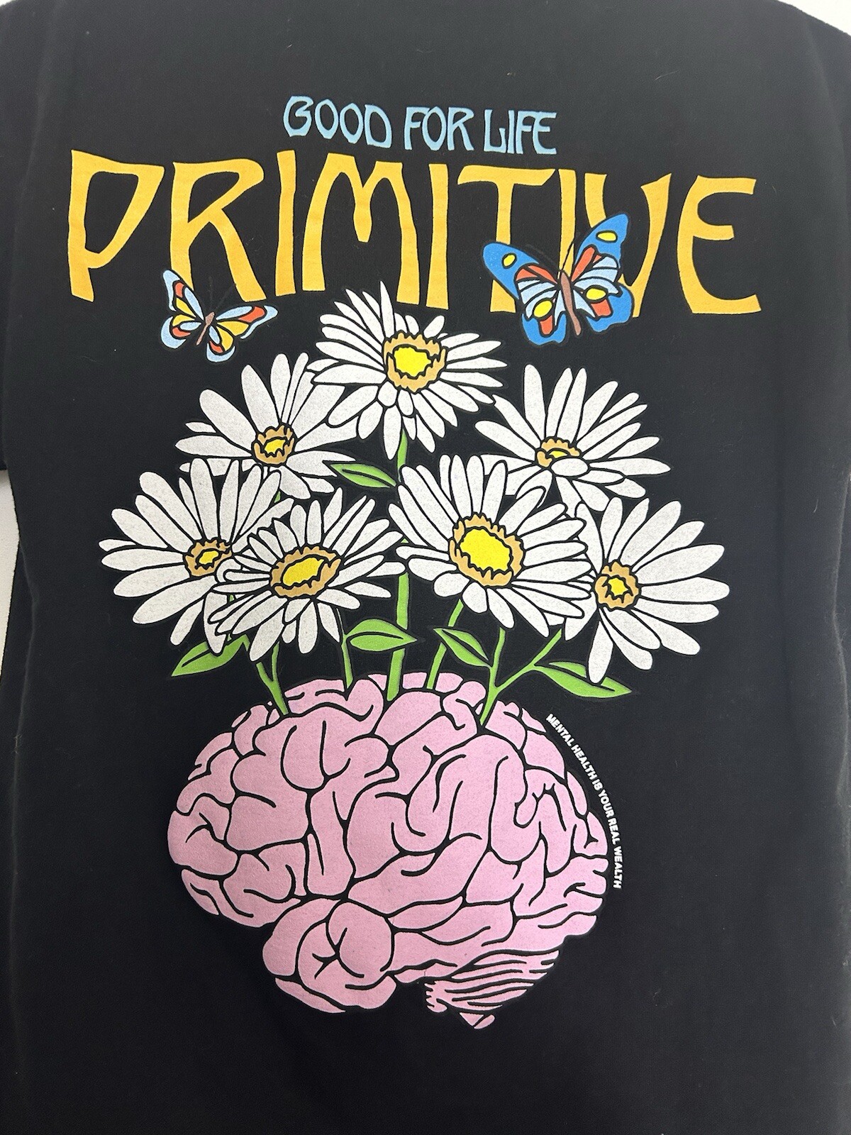Primitive Womens Medium Black Graphic Mental Health T-Shirt