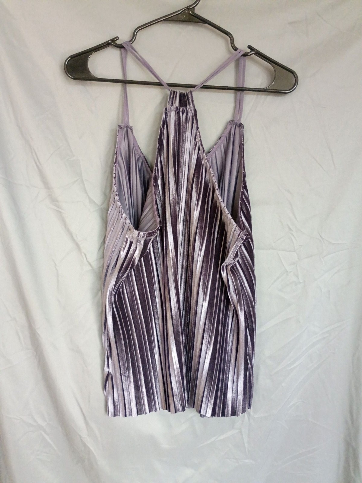 Cato Metallic Accordion Pleated Cami Tank Top Velour feel