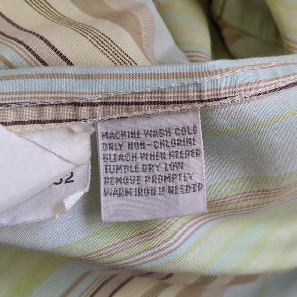 Pendleton Non-Iron Shaped Fit Cotton Striped Button Down Shirt Yellow Multi sz16