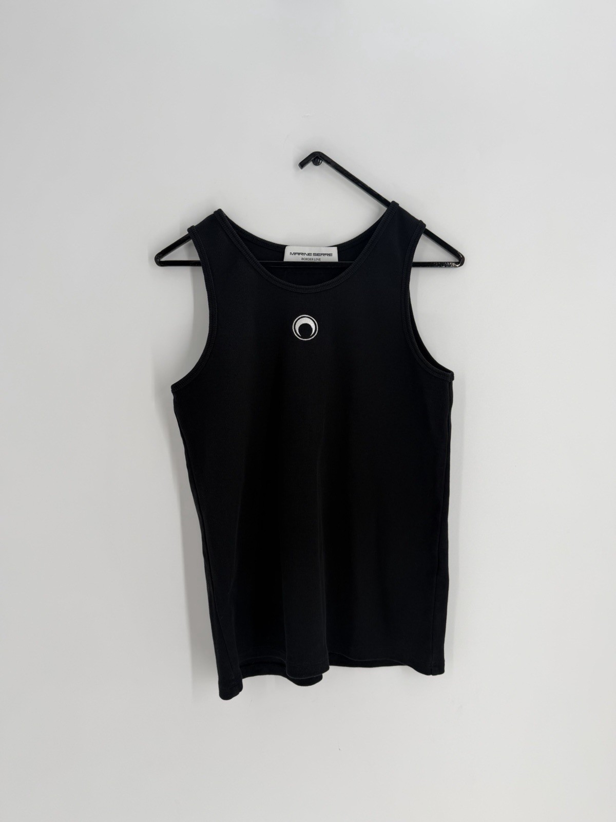 Marine Serre Crescent Black Moon Embroidered Ribbed Knit Tank Top Size XL