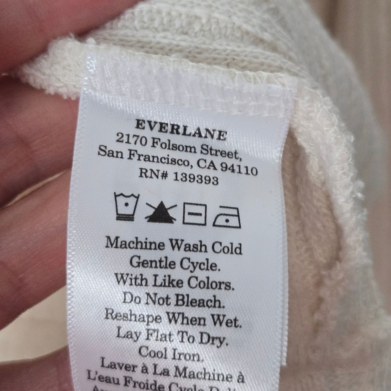 Everlane Size M The Cozy Rib Funnel-Neck Long Sleeve Top Oatmeal Organic Cotton