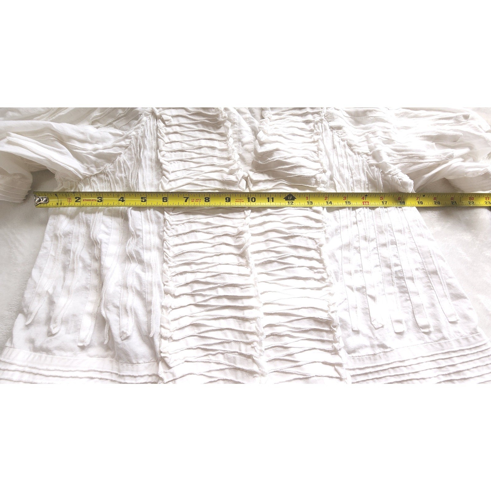 BCBG Max Azria White Pintuck Ruffle Jacket Size S Romantic Victorian Boho Cotton